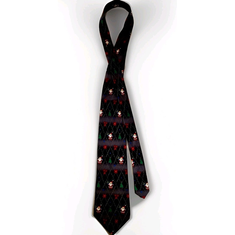Silk Christmas Tie Hallmark Licensed Santa Merry Christmas Ho Ho‎ Ho 58 Inches - Picture 3 of 8